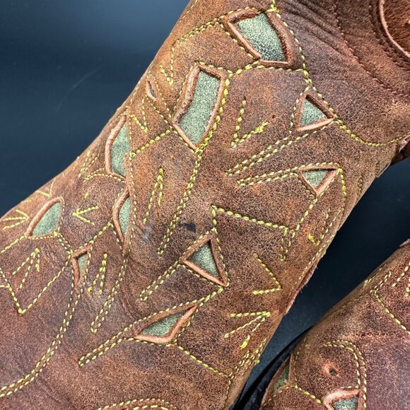 Old Gringo Wyoming Tooled Brown Leather Short Cowgirl Cowboy Western Boots 7.5 - Picture 16 of 16